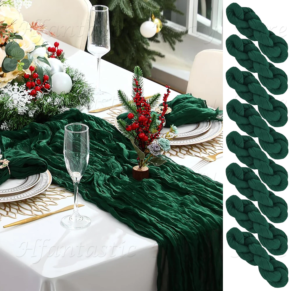 Emerald Green Cheesecloth Table Runner Boho Gauze Rustic Sheer Cheese Cloth Runner Table Decorations Wedding Bridal Shower Party