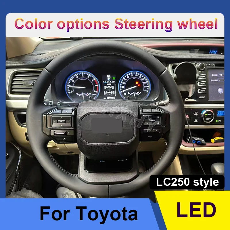 

Обновление светодиода из алькантары из углеродного волокна для Toyota Prado Land Cruiser LC250, рулевое колесо на заказ, оригинальный интерьер