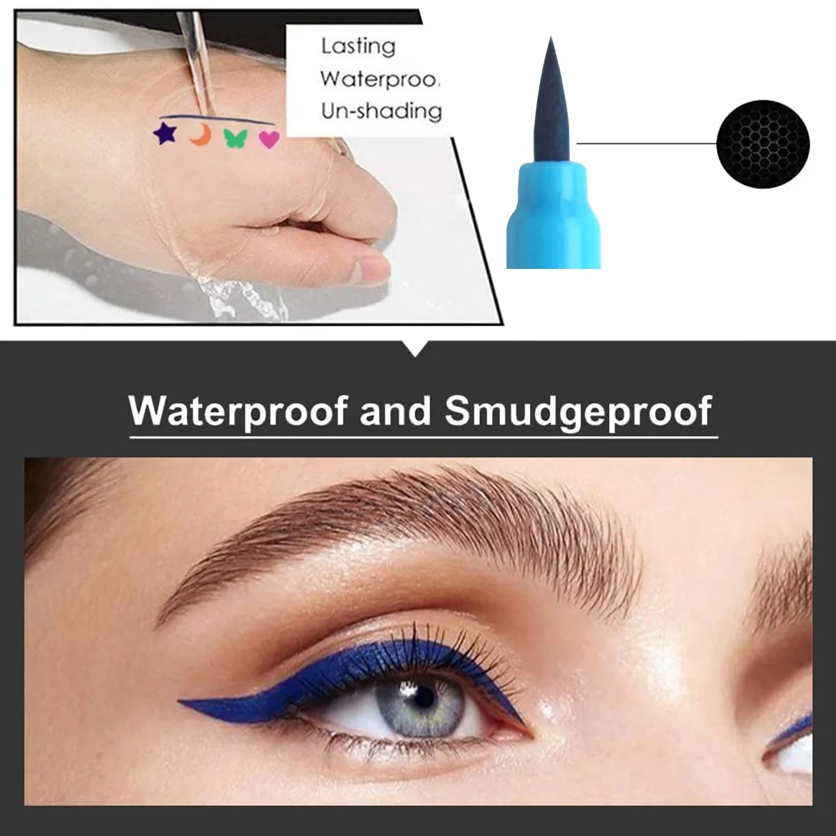 Dual-ended color eyeliner, pattern stamp, waterproof non-smudge, embellish the end of the eye eyeliner