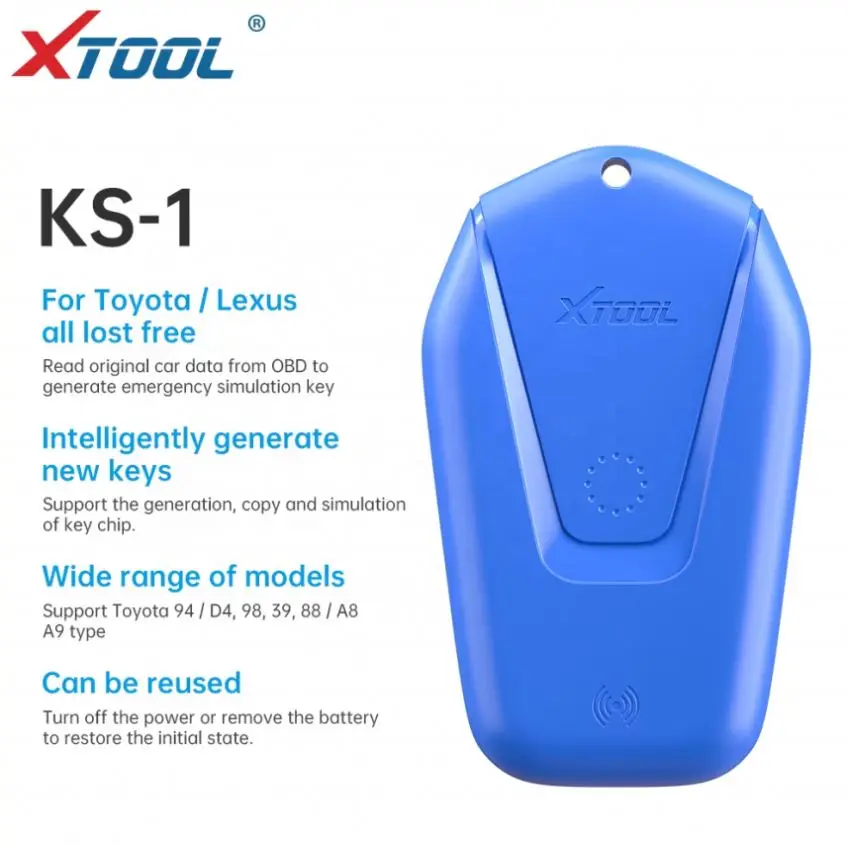 OBD2 New XTOOL KS-1 Blue Emulator for PS90 X100 PAD2 PAD3 PAD Elite A80 All Lost via OBD2 KC100 Fit For Toyota Smart Key