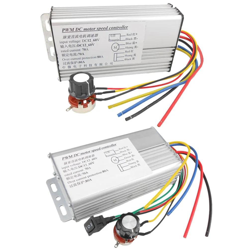 DC 10-60V Motor Governor 4000W High Power Motor Speed Controller Forward and Reverse 0-100% Adjustable Regulator 70A