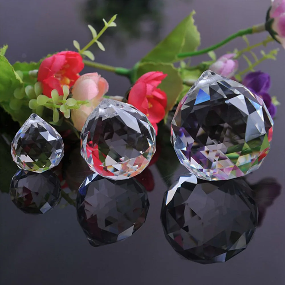 C2 30mm/40mm/50mm/60mm/80mm Clear Cut Crystal Glass Faceted Ball Gazing Ball Crystal Sphere Prisms Suncatcher Home Hotel Decor