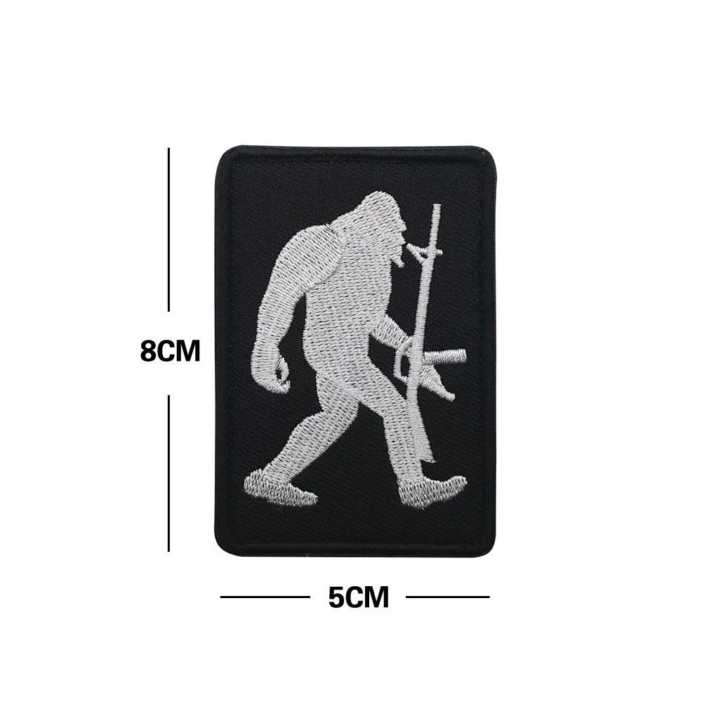 Funny Bigfoot Man Tactical Patch Embroidered Bigfoot Gorilla Applique Hook & Loop Applique Backpack Jacket Clothing Stickers