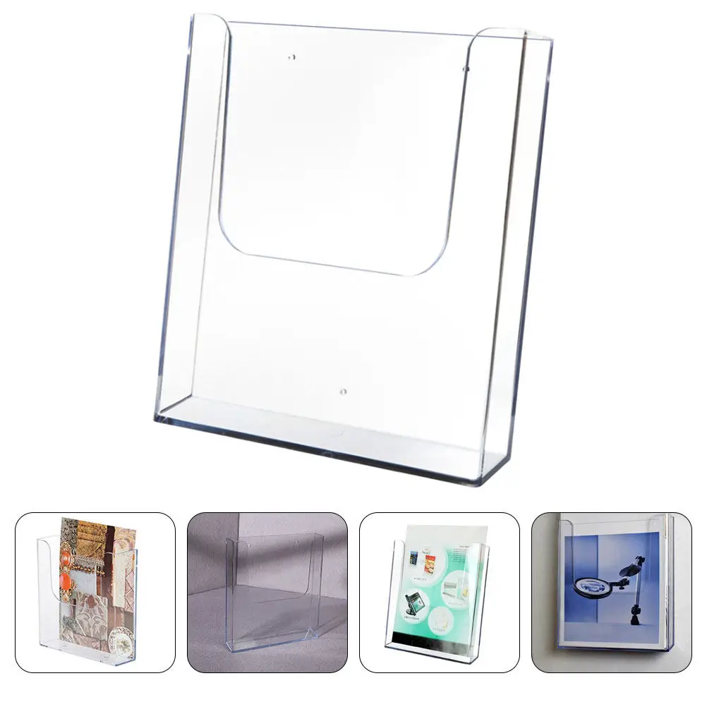 

Transparent File Organizer Clear Desk Stand for Office Document Management Modern Vertical Holder for Brochures Magazines