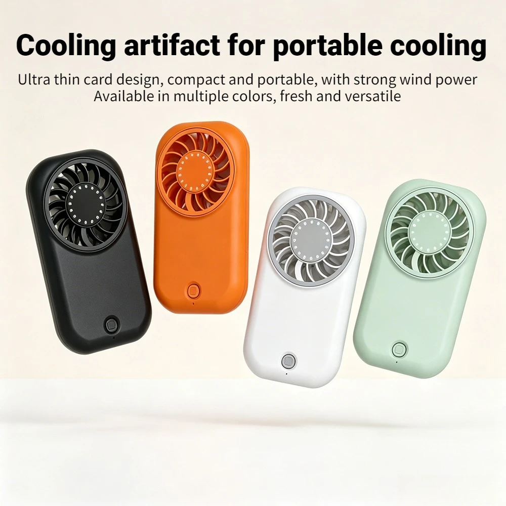 1pc Portable Mini Handheld Fan, USB Rechargeable Pocket Portable Fan, Ultra-Thin Card Style 5-Speed Wind Adjustable Strong Wind Small Fan, Silent Cooling Fan, Suitable for Travel, Outdoor, Office and Home Use, Multi-Color Optional