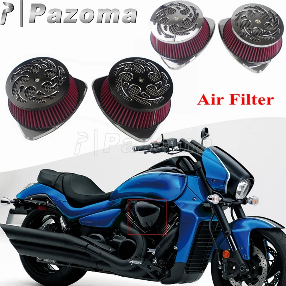 Cruisers Motorcycle Air Cleaner Aluminum Dual Big Intake Filter For Suzuki Boulevard M109R Intruder VLR1800 C1800R VZR1800 06-19