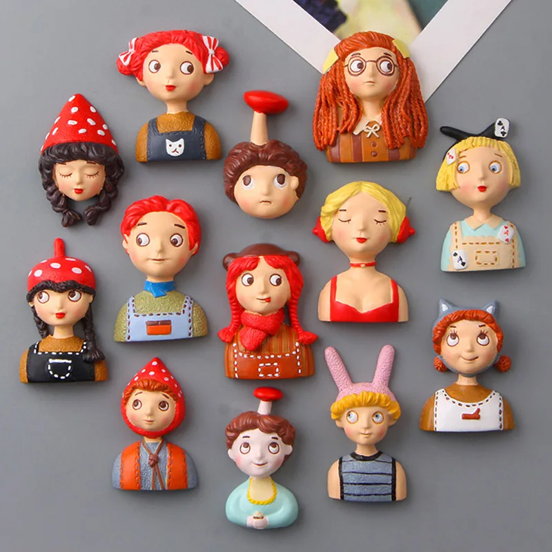 Featured Nordic Style Cute Character Statue Decor Portrait Magnetic Stickers for Refrigerator Magnet Toys for Friends Kids Gifts