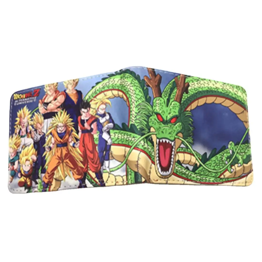 Cartera de PU de dibujos animados de Super Saiyan Anime Dragon Ball, monedero plegable Simple creativo, tarjeta multifuncional, regalo para niños