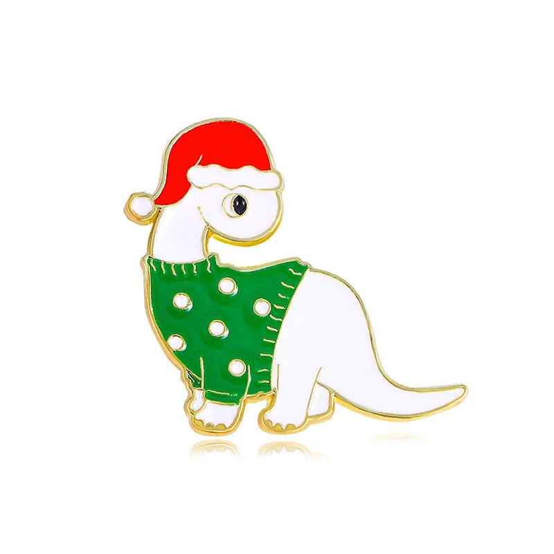 2024 Christmas Series Cartoon Badge Brooch for Women Creative Design Dinosaur Flying Dragon Elk Cute Badge Badge Badge Badge