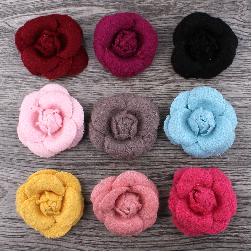 4pcs/lot 5.5cm 9colors Newborn Wool Felt Rose Flower For Girls Apparel/Hair Accessories Handmade Fabric Flowers For Headbands