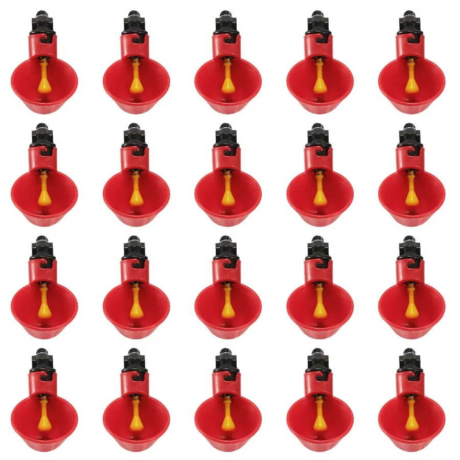

20 Pack Chicken Waterer Automatic Poultry Waterer Chicken Drinker Cups w Mounting Joint for Chicken Poultry