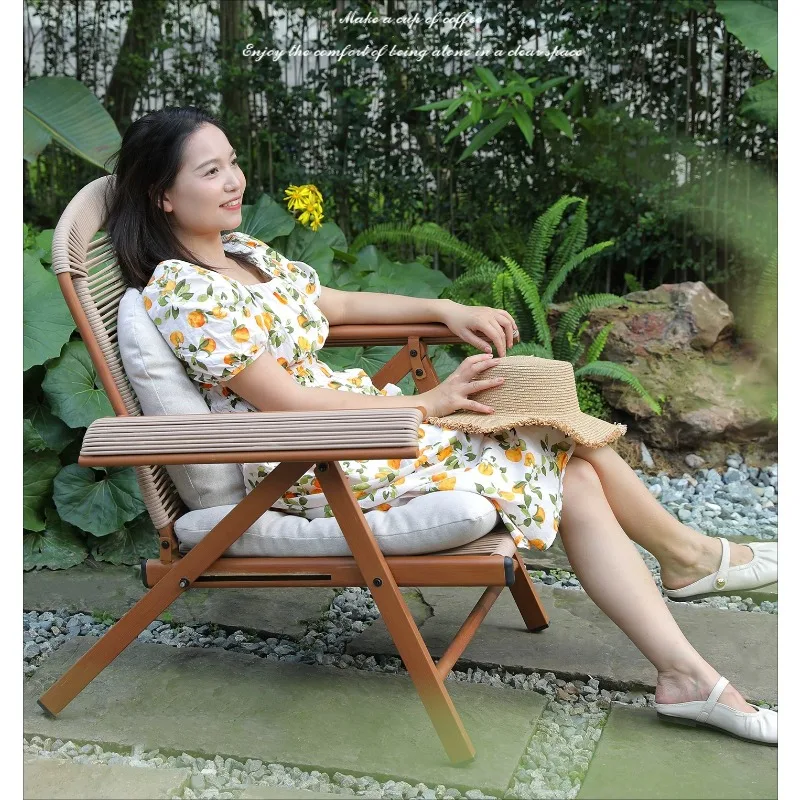 outdoor deckbalcony folding rattan back , courtyard open-air garden leisure table and