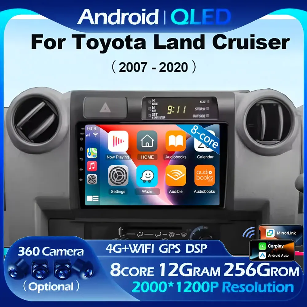 أندرويد 14 Carplay راديو السيارة لاند كروزر LC 70 79 سلسلة 2007-2020 مشغل وسائط متعددة ستيريو 2din رئيس وحدة #1