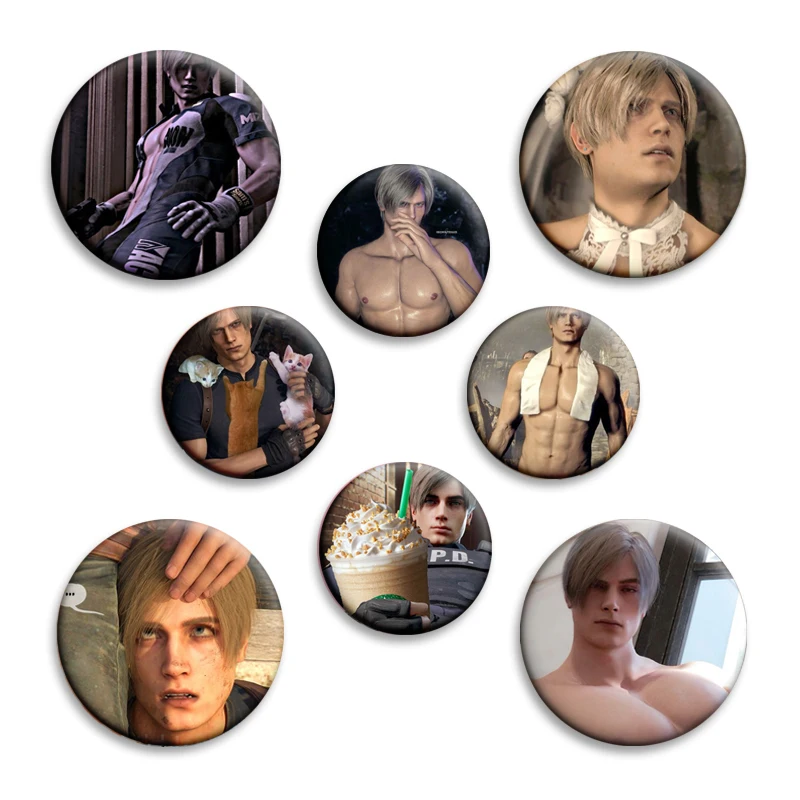 Игровая-фигурка-Леона-Кеннеди-сексуальные-мышечные-мягкие-пуговицы-забавные-броши-мем-креативный-значок-для-одежды-украшение-для-рюкзака-подарки