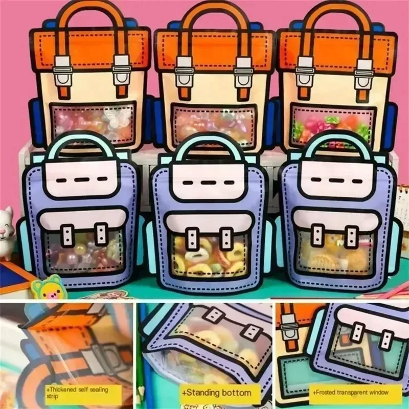 1–50 Stück große Goodie-Taschen, niedlicher Cartoon-Geburtstagsrucksack mit Griff oben für Kinder, Snack-Süßigkeitentüte für Halloween-Partygeschenke – Detail 2