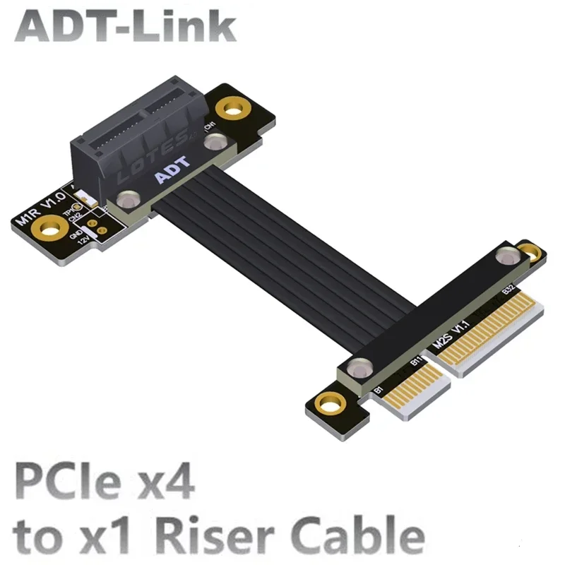 

ADT-Link PCI-E 4.0 x4 to x1 Riser Cable Male to Female X4 Network Card, RAID SSD, LAN, USB Cards,Extension Gen 4.0 X1 Full Speed