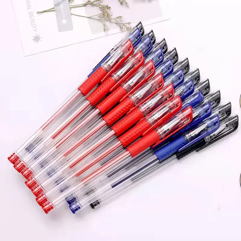 Bolígrafo en forma de bala de 0,5mm, herramienta de escritura, juego de bolígrafos de Gel, suministros escolares, papelería de oficina, color negro, azul y rojo