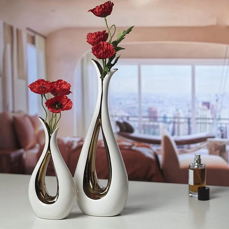 

A45M-Белые декоративные вазы, набор из 2 шт., скандинавский, современный, минималистичный дизайн, для домашнего декора, спальни, свадьбы, ресторана