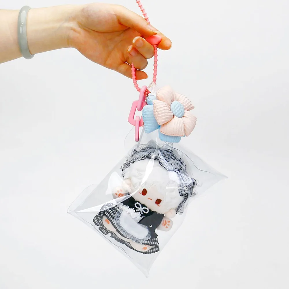 حقيبة الدمى على شكل زهرة سلسلة مفاتيح شفافة للاستخدام الخارجي، حقيبة تخزين شفافة، حقيبة عرض خارجية شفافة خفيفة الوزن