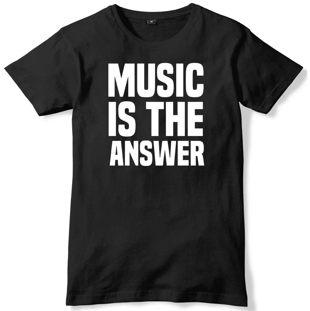 Music Is The Answer T Shirt Men's Women Tops Tees Streetwear Casual Trend Oversize Loose Short Sleeve Clothing Unisex All-season