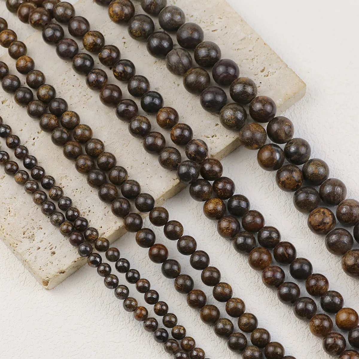 Bronzite Natural Stone Beads 6 8 10 12mm Brown Round Spacer Loose Beads For Jewelry Making DIY Men Charms Bracelet Findings AAAA