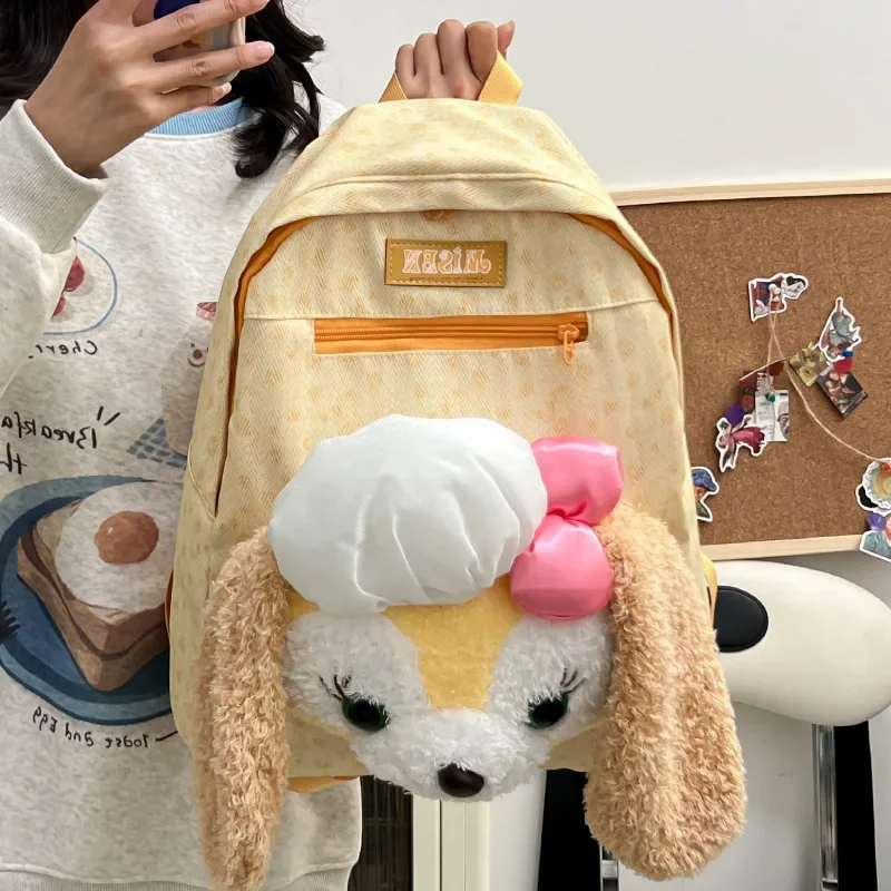 Disney Keqi'an cartoon new plush doll personalized women's backpack yellow large-capacity cute nylon student casual schoolbag