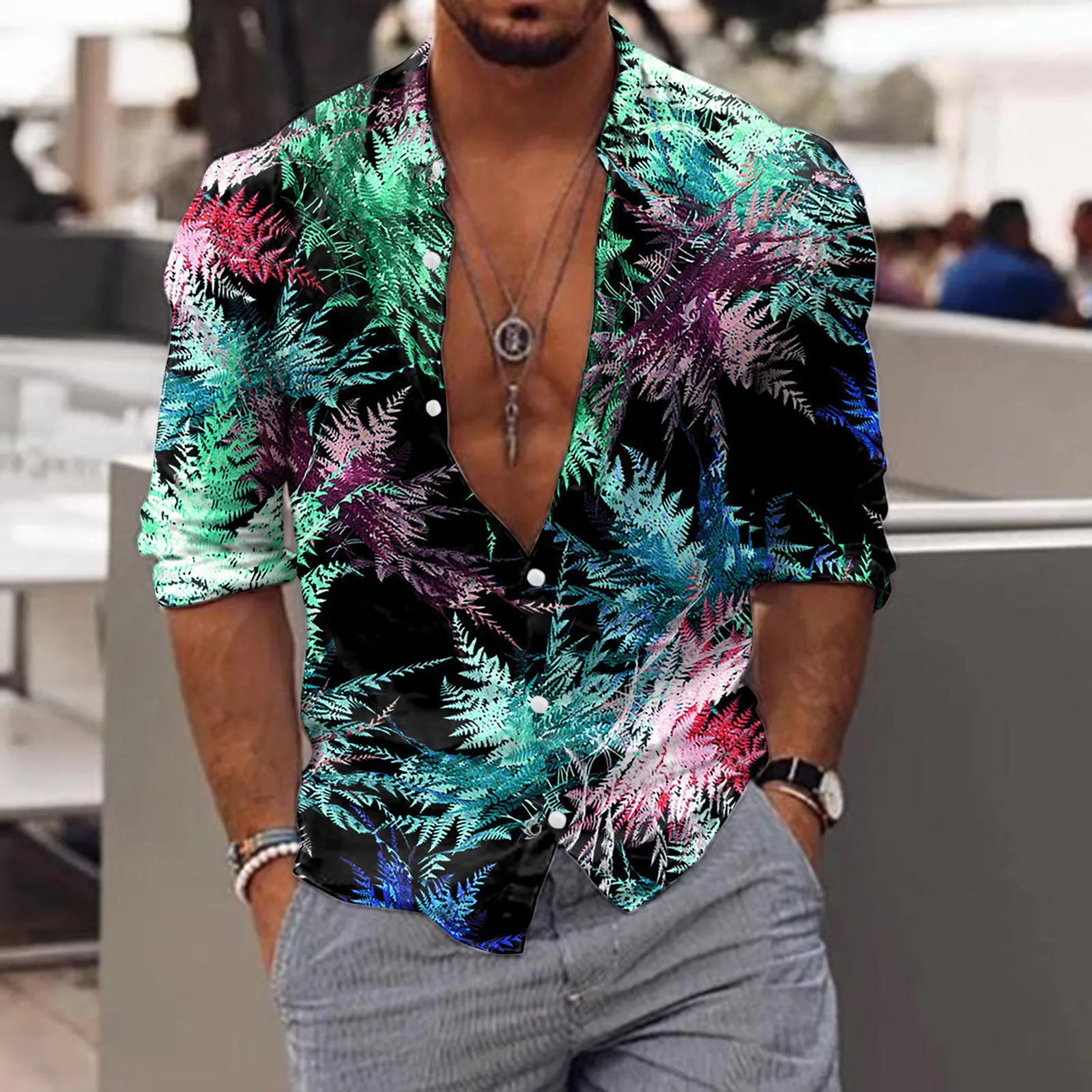 

Faionable Printed ort Sve Men's irt Simple Wide Collar Youth Trend Spring Summer Casual Loose Fit Iron-Free irt