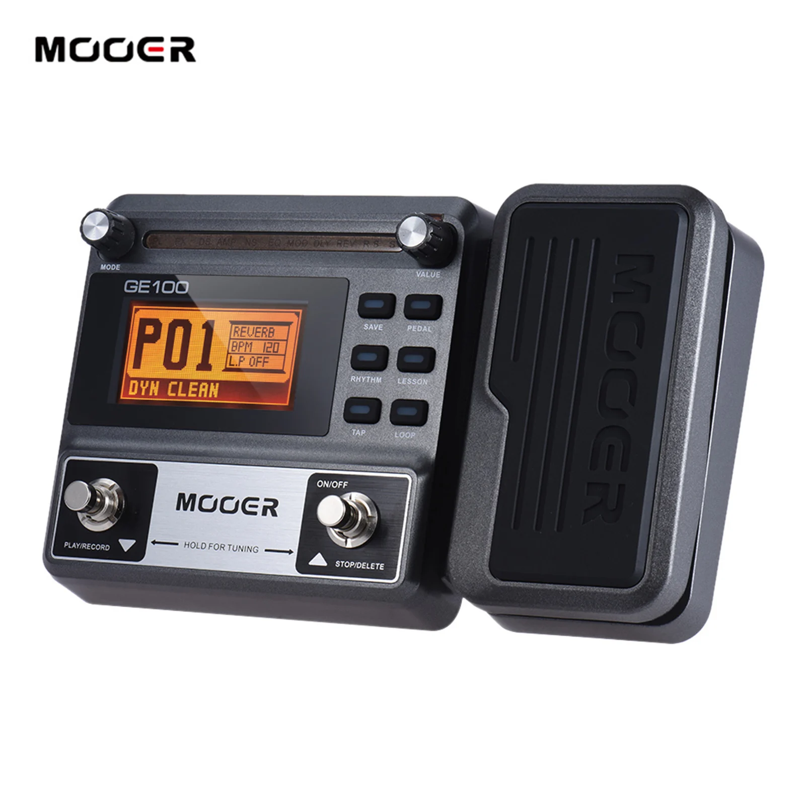 MOOER GE100 Guitar Multi-effects Processor Effect Pedal with Loop Recording Tuning Tap Tempo Rhythm Setting Scale & Chord Le