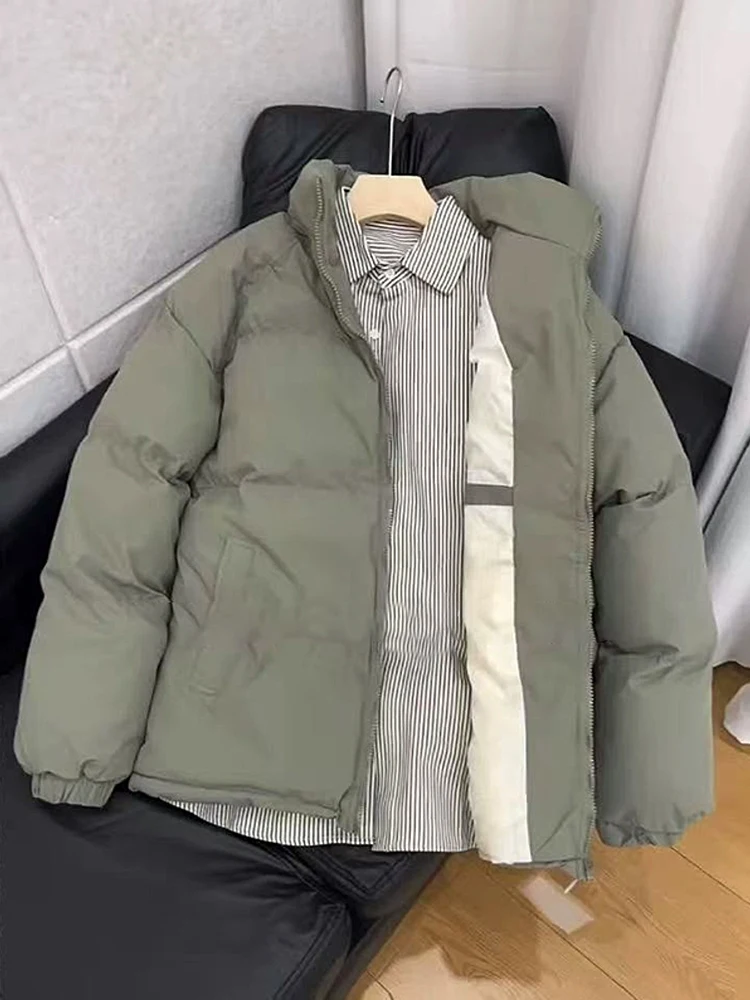 

Cleanfit Men's Winter Thiened Warmth down Cotton Jaet Stand Collar Bread Sle Casual Long Sve Zipper Closure Coat