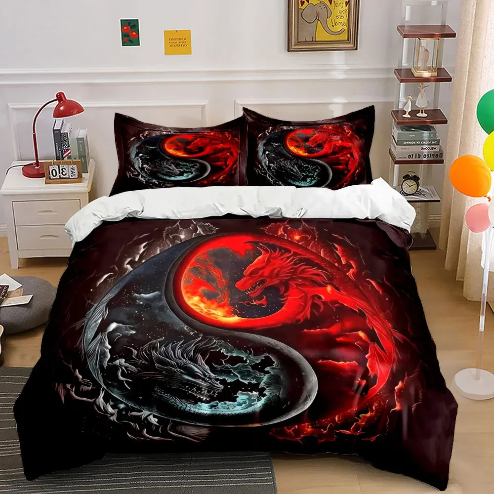

"Dragon Yin Yang Art Decor" Soft Comfortable Duvet Cover Bedding Set Included 1*Duvet Cover & 2*Pillowcases, gift