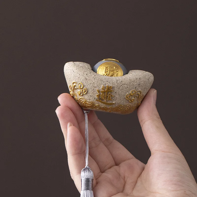 Fortune-Attracting Ingot Plaything Small Ornament Tea Pet Decoration Desktop Craft Lucky Charm Gift