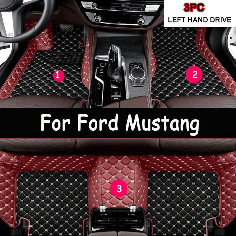 

Artificial Leather Custom Car Floor Mats for Ford Mustang 2015-2023 Interior Details Car Accessories