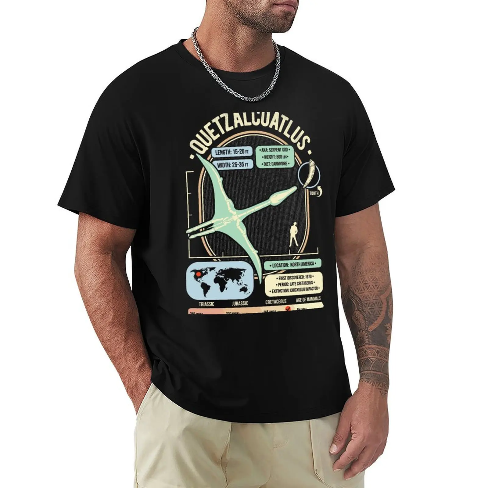 Dinosaur Facts - Quetzalcoatlus Science & Anatomy Gift T-Shirt Fashion Graphic Tee for Men