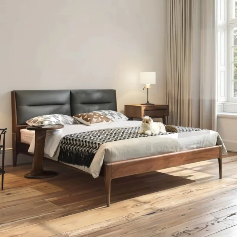 The master bedroom features an economical single bed, modern Japanese solid wood design