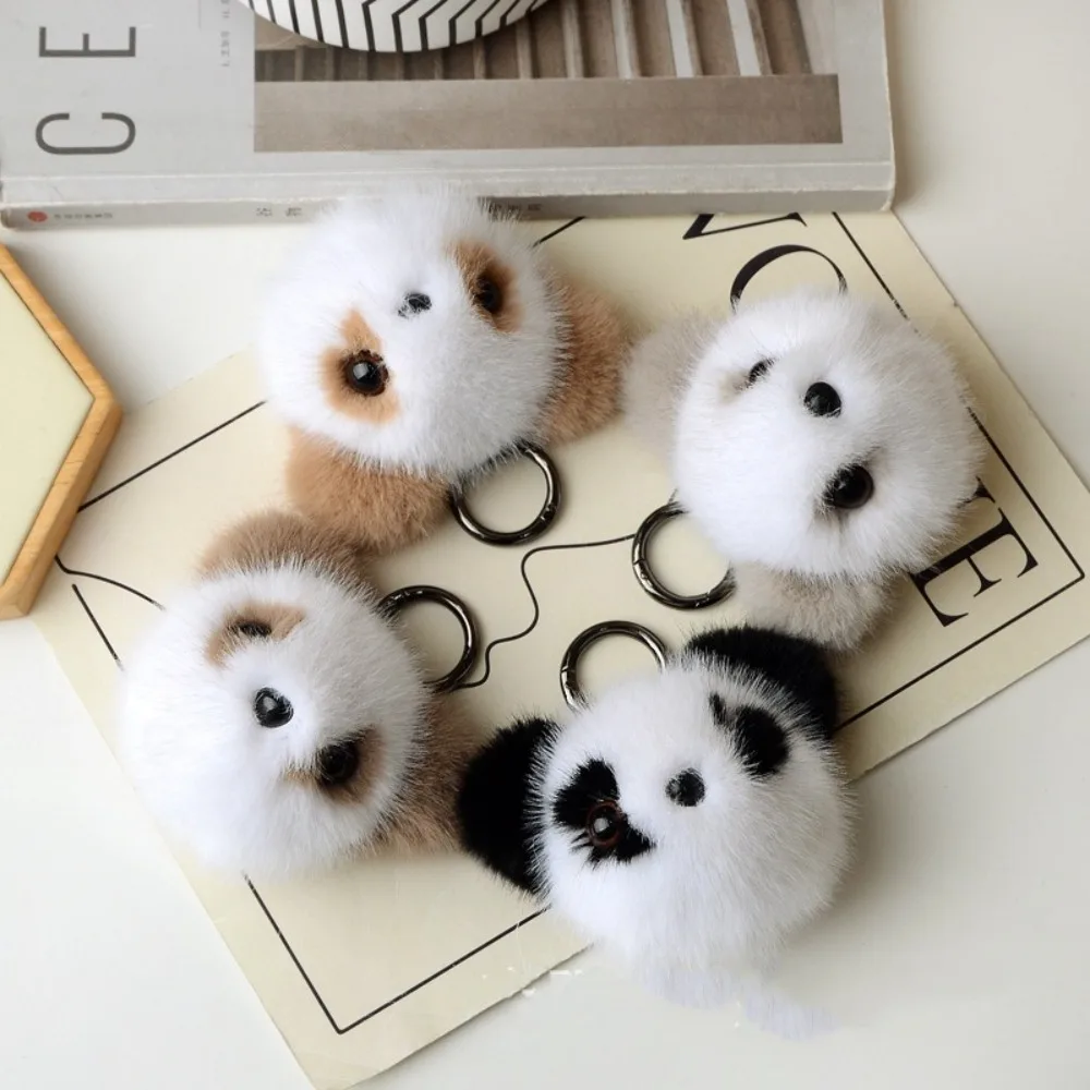 Backpack Accessories Plush Panda Toy Key Ring Cute Doll Mink Hair Bear Keychain Cotton Bag Ornament Animal Pendant Girls