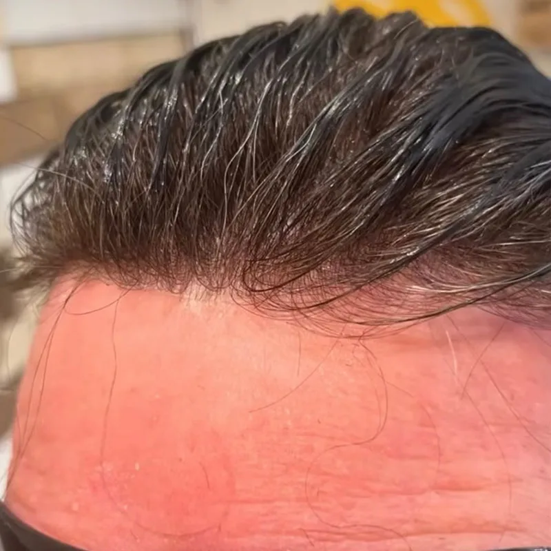 

Натуральная линия волос Мужской парик 0,02 мм 80% Плотность Ультратонкая кожа HD Поли Силикон Прозрачный Пу Коричневый Серый 1B50 Протезы человеческих волос