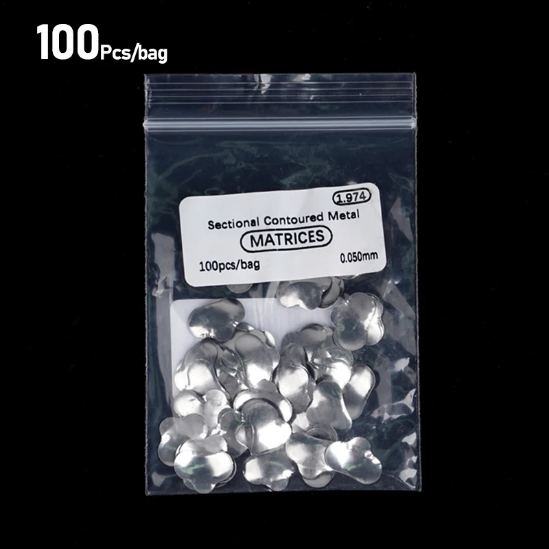 100pcs/bag Dental Matrices Sectional Contoured Metal Matrix Bands Matrix Rings Full Teeth Replacement Dentsit Oral Care Tool