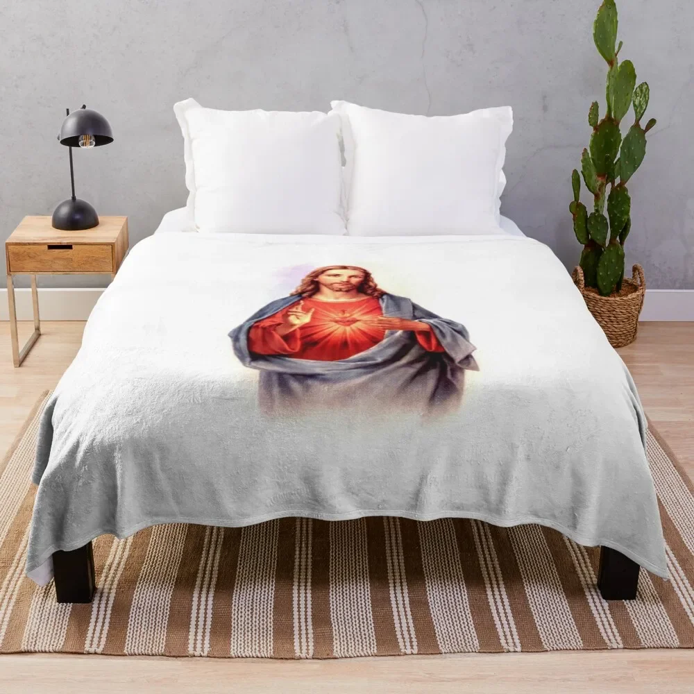 Sacred Heart of Jesus Throw Blanket Beautifuls halloween Blankets