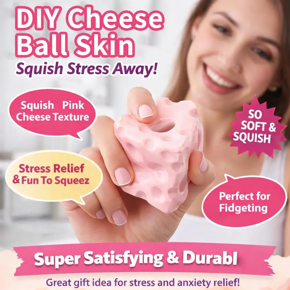 DIY Cheese Ball Skin Squishy Stress Relief Toy Elastic Cheese Texture Fidget Squeeze Toy Portable Decompression Anxiety Toy Gift