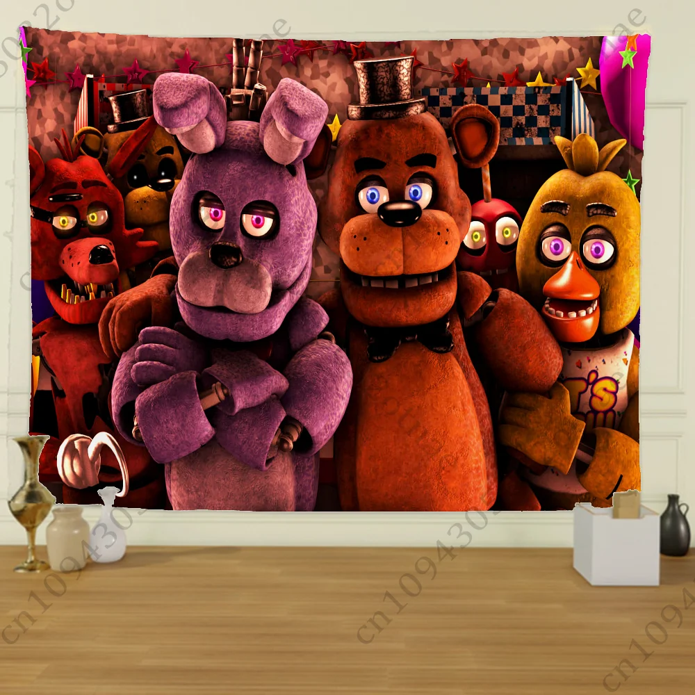 Fnaf F-Five-nights-At-F-Freddy Tapestry Creative Pattern Photo Living Room Wall Art Tapestry Decor Party Outdoor Decorate Banner