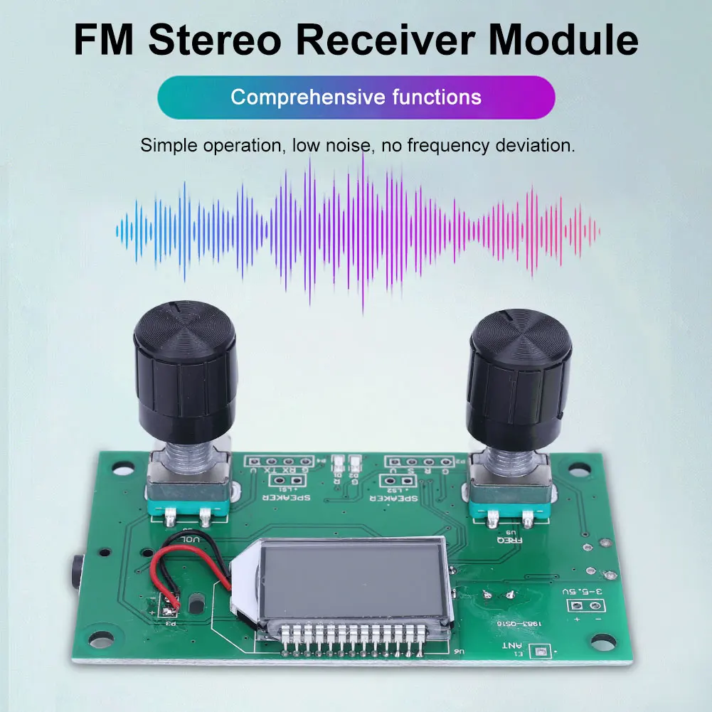 Digital FM Receiver Module with LCD Display Frequency Modulation Stereo Circuit Board 50Hz-18KHz DC 3-5V for Receive DSP PLL