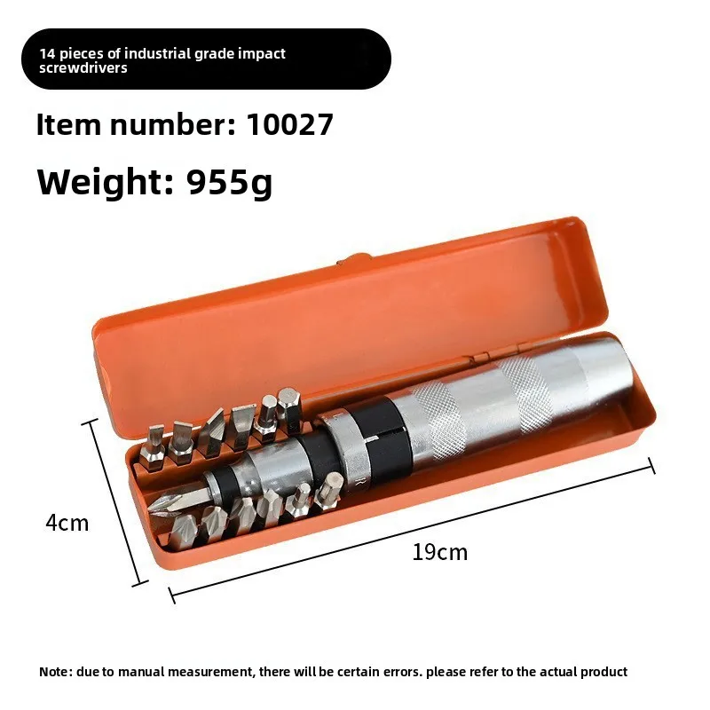 14-Piece Impact Driver Bit Set with Iron Box, Slotted and Phillips Bits, Chrome Vanadium Steel Screwdriver Kit for Machinery