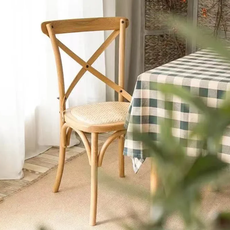 

Wooden Chair Back Chair Solid Wood French Retro Chair Household Economic Oak Chair American Dining Chair Fork Back Chair