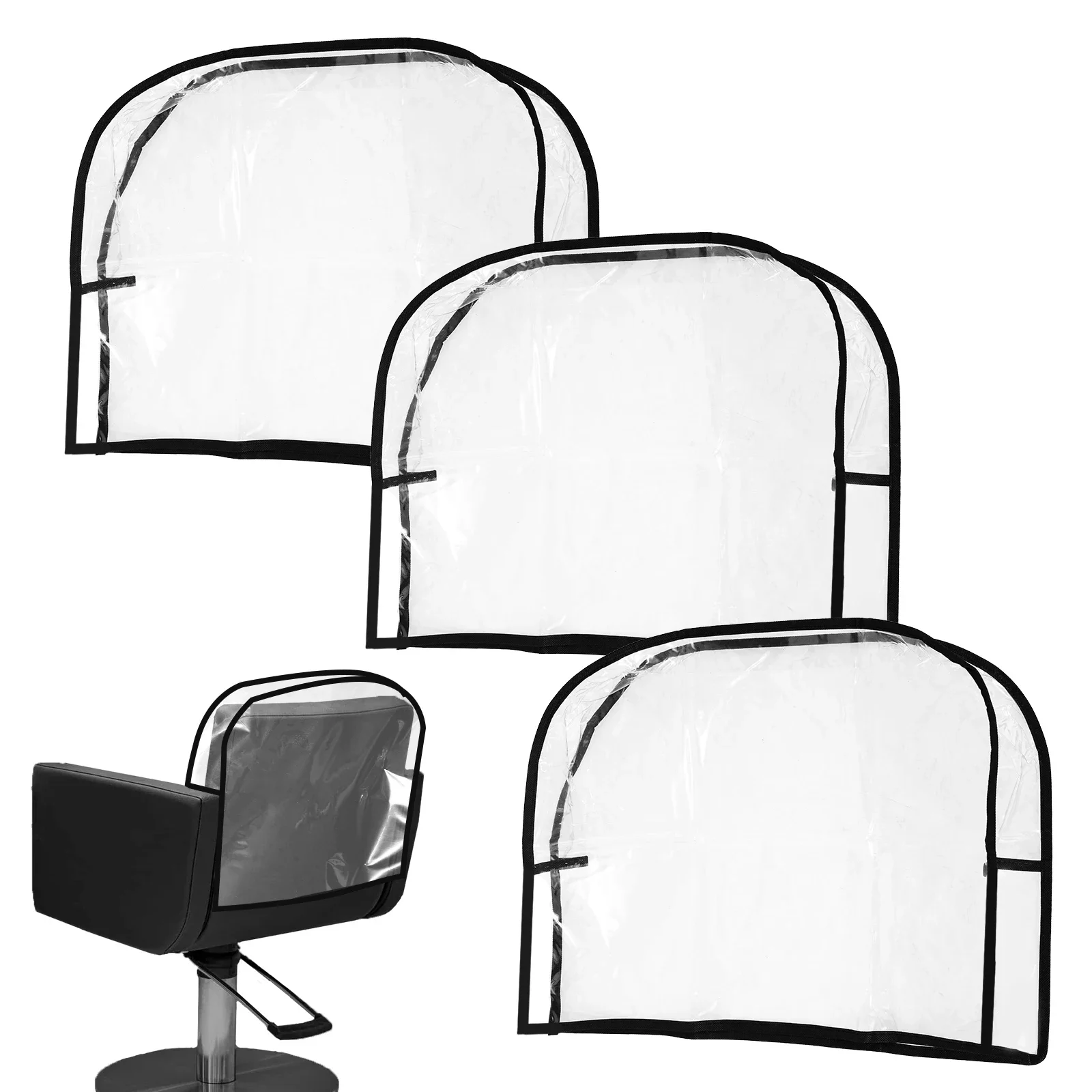 3Pcs PVC Clear Chair Back Covers Waterproof Salon Chair Protectors Covers Soft Chair Back Cover for Standard Salon&Office Chairs