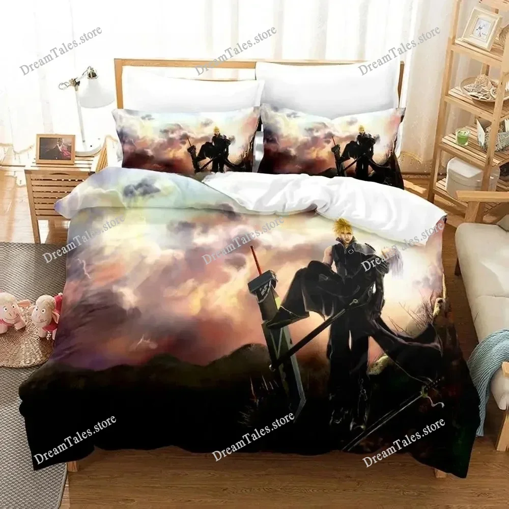 3D Print Crisis Core Final Fantasy VII Bedding Set Duvet Cover Bed Set Quilt Cover Pillowcase Comforter King Queen Size Adult369
