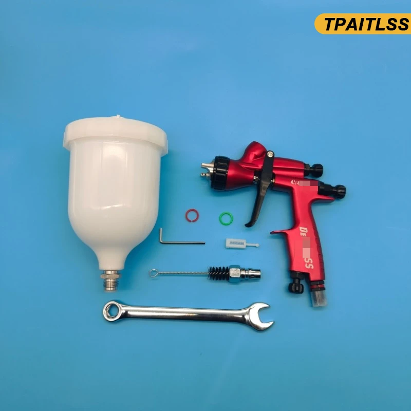

Tpaitlss Neptune Red Red 110B Car Spray Gun HVLP with 600ml Mixing Cup and 1.3mm Nozzle Water Based Air Spray Gun Airbrush