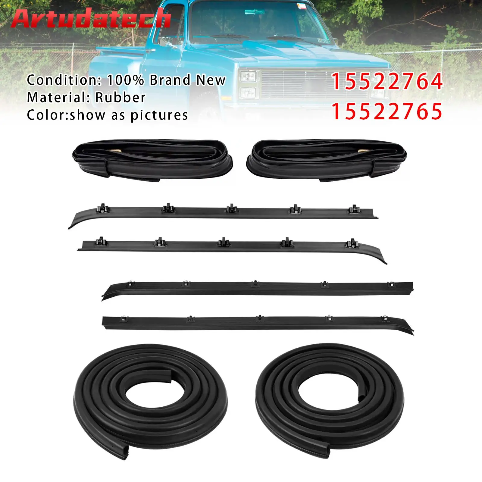 

Artudatech Door Window Weatherstrip Seals Set Kit For Chevy GMC C10 K10 1982-1991 Car Accessories