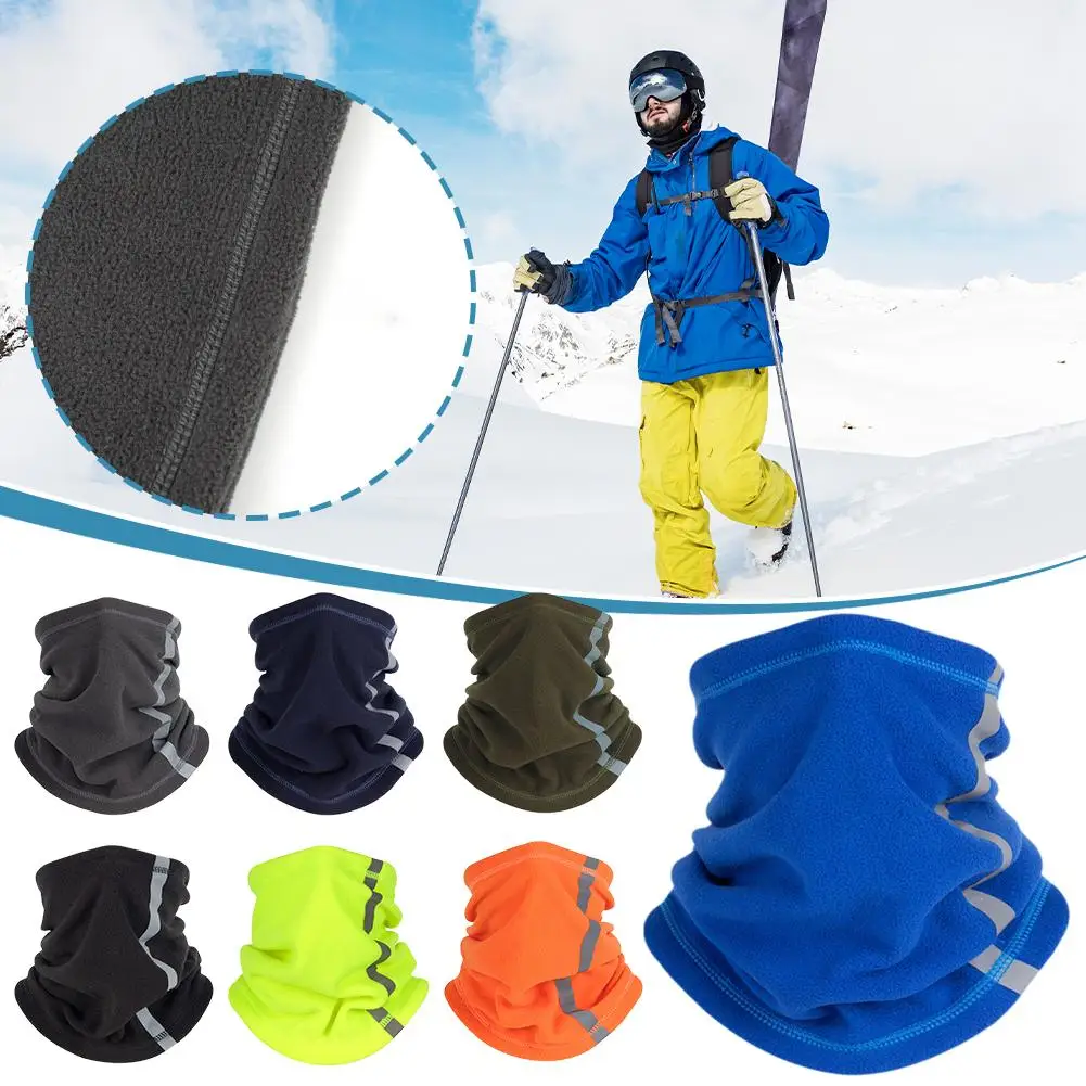 Winter Cycling Motorcycle Bandana Thermal Fleece Warm Multi-functional Cover Scarf Reflective Face Neck Facemask Tube Neck S9g1