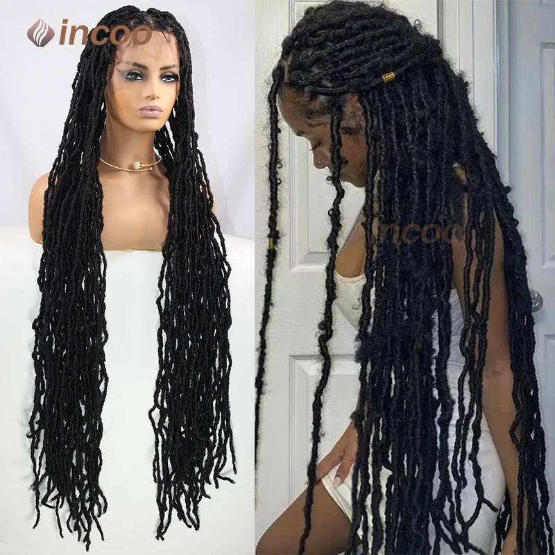 

Braided Wigs Synthetic Dreadlocks Wig Braids Hair Large Box Braid Wig Full Lace Wavy Locs Braiding Hair For Black Women Incoo