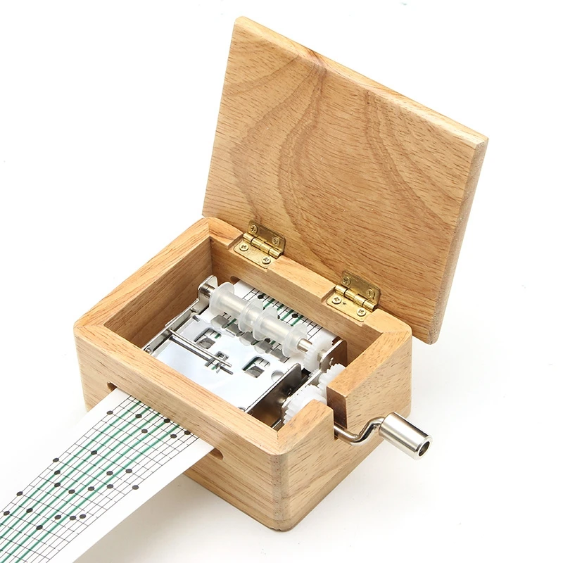 

15/30 Tone DIY Hand-cranked Music Box Paper Tape Puncher Wooden Box Music Paper Composing Movement Box Paper Strip Home Decor